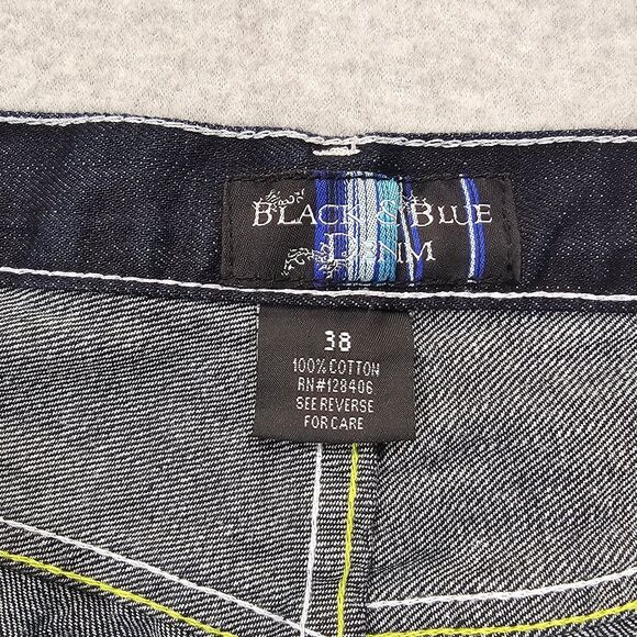 Black & Blue Denim Men's Jeans Dark Wash 38x32 Cotton Straight Leg - Picture 4 of 10